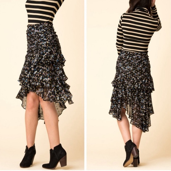 Veronica Beard Cella Metallic Floral Silk Skirt 0 - Picture 1 of 11